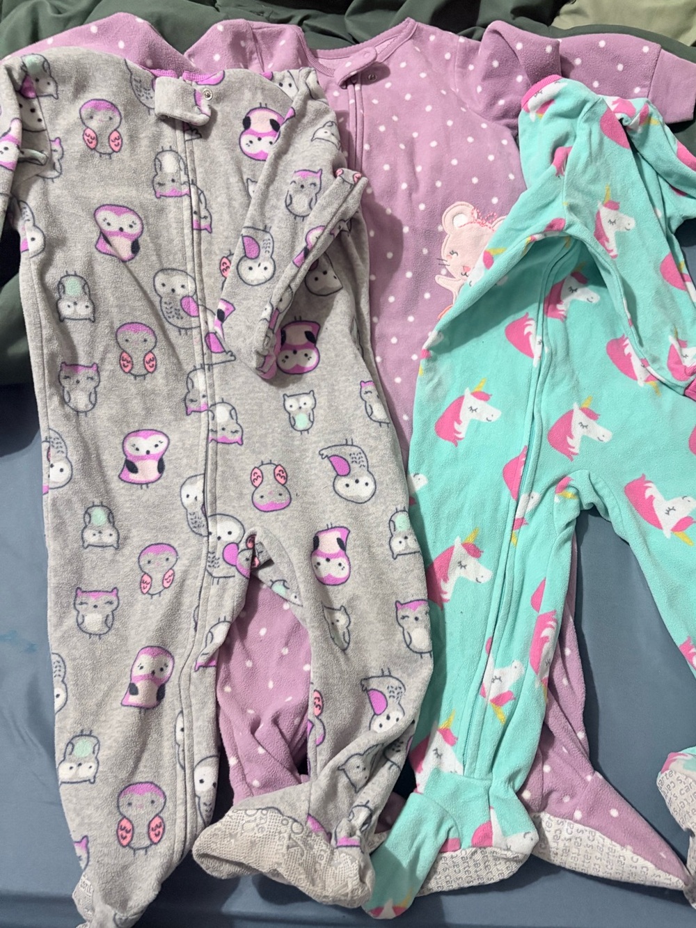 Carter's Girls 3-Pack Footed Pajamas - Teal, Purple, Gray